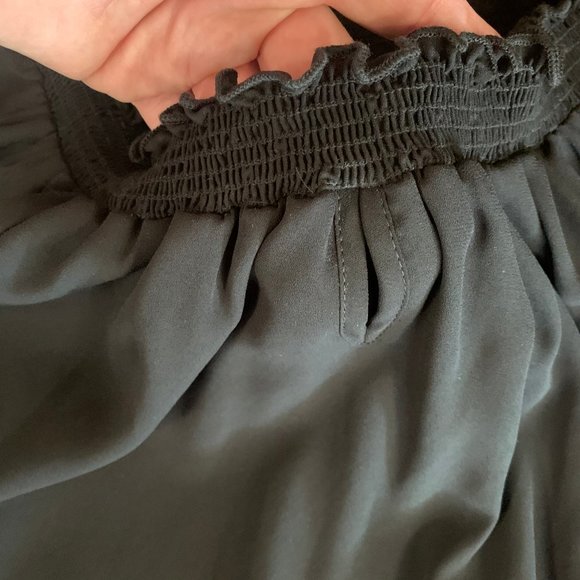 Joseph Ribkoff Guipure Bell Sleeve Women's X-Small Lace Trim A-Line Black Dress - Picture 12 of 15